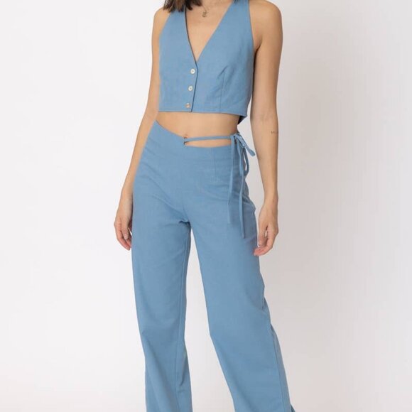 Halter Neck Vest and Pants Set - Picture 1 of 4